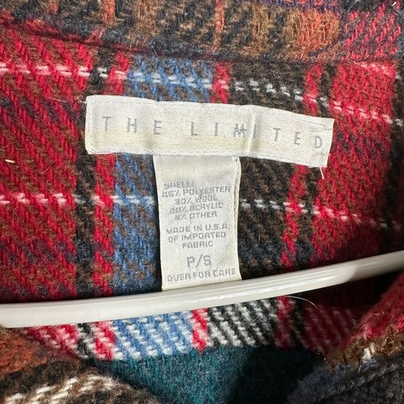 🚫🚫🚫🚫🚫Vintage Patchwork Shacket Jacket Wool Blend Plaid The Limited - Picture 3 of 5